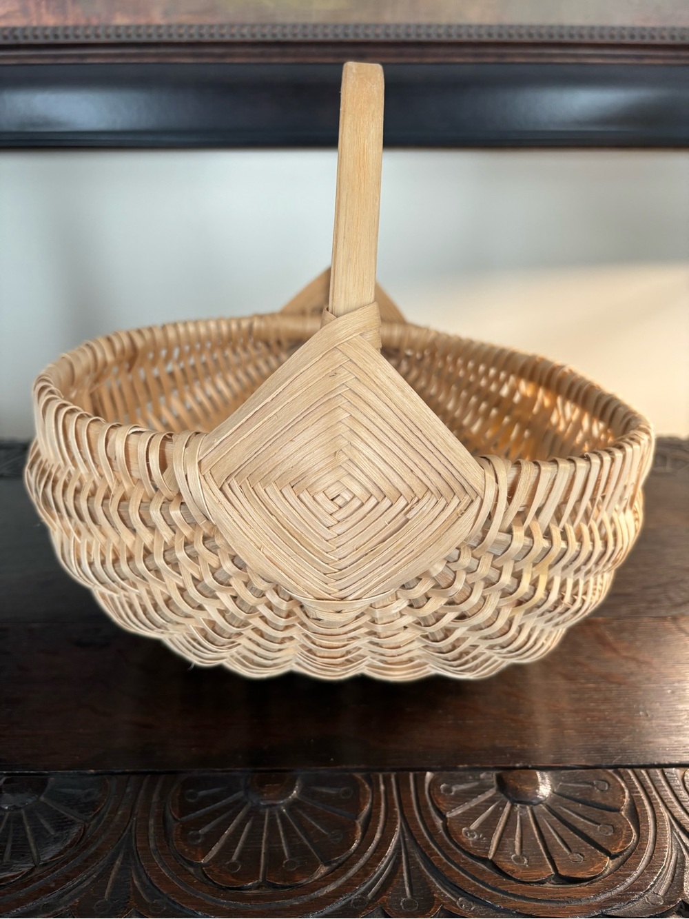 Native American Canadian Black Ash Handwoven Rib Basket By Artist Steven Jerome